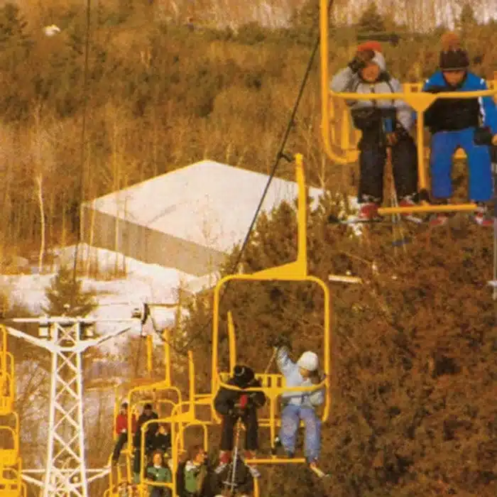 Group of friends skiing at Bousquet Mountain