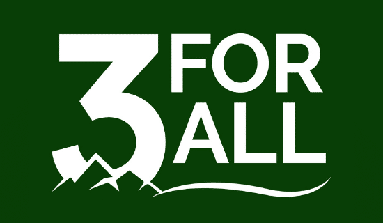 text reads: 3 FOR ALL lift ticket packs with mountain image.