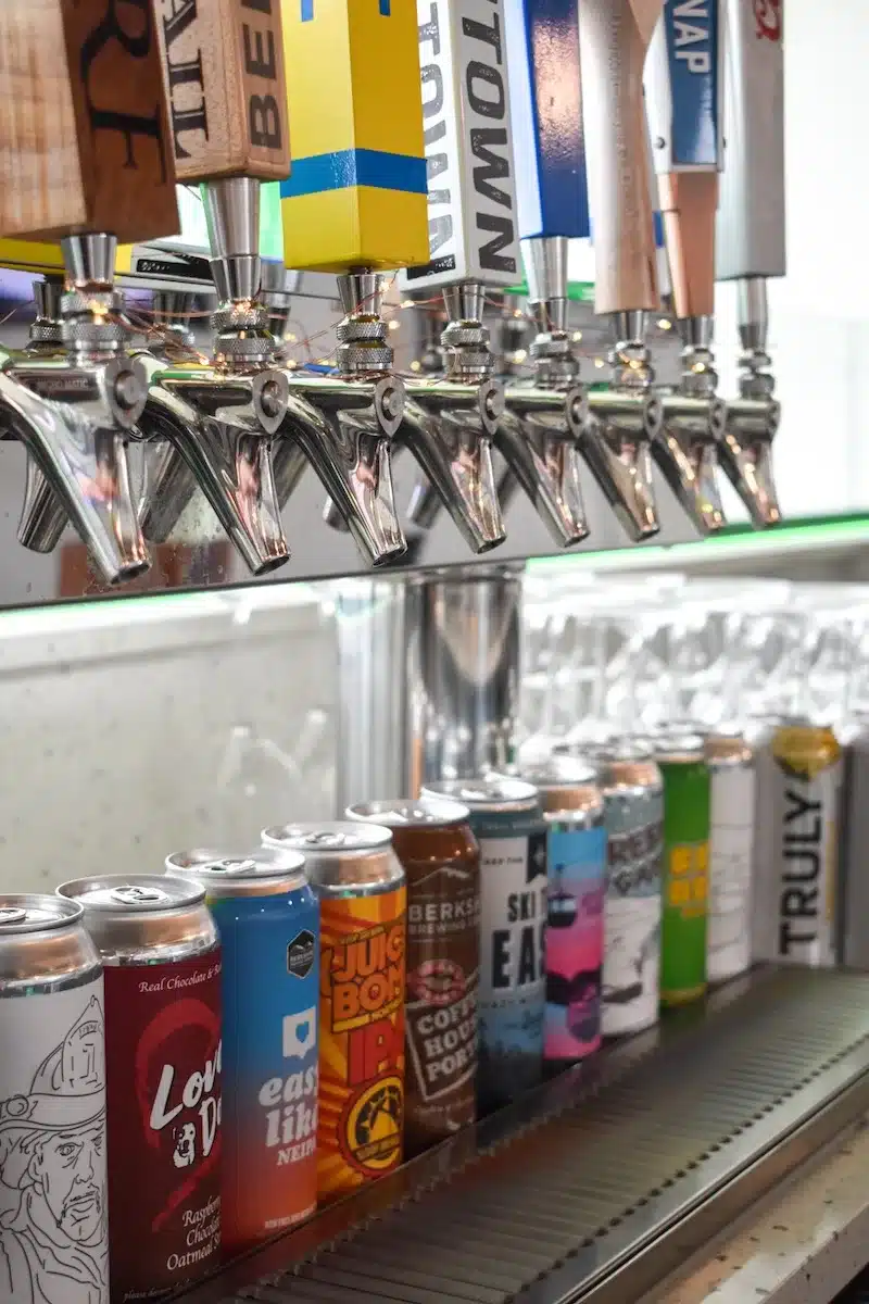 Large selection of beers and drinks at Drifters at Bousquet Mountain