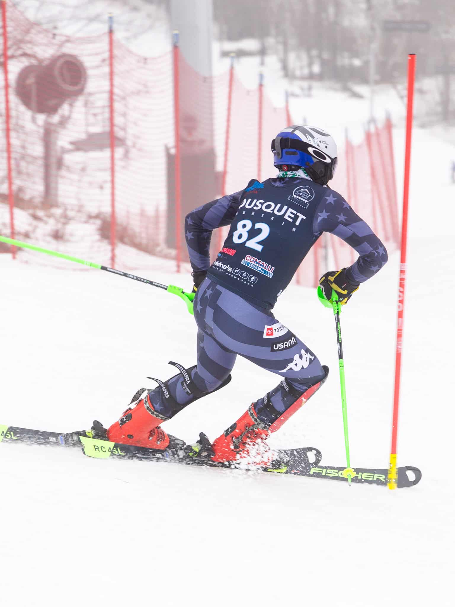 Skier Racing at a mounain in pittsfield, ma