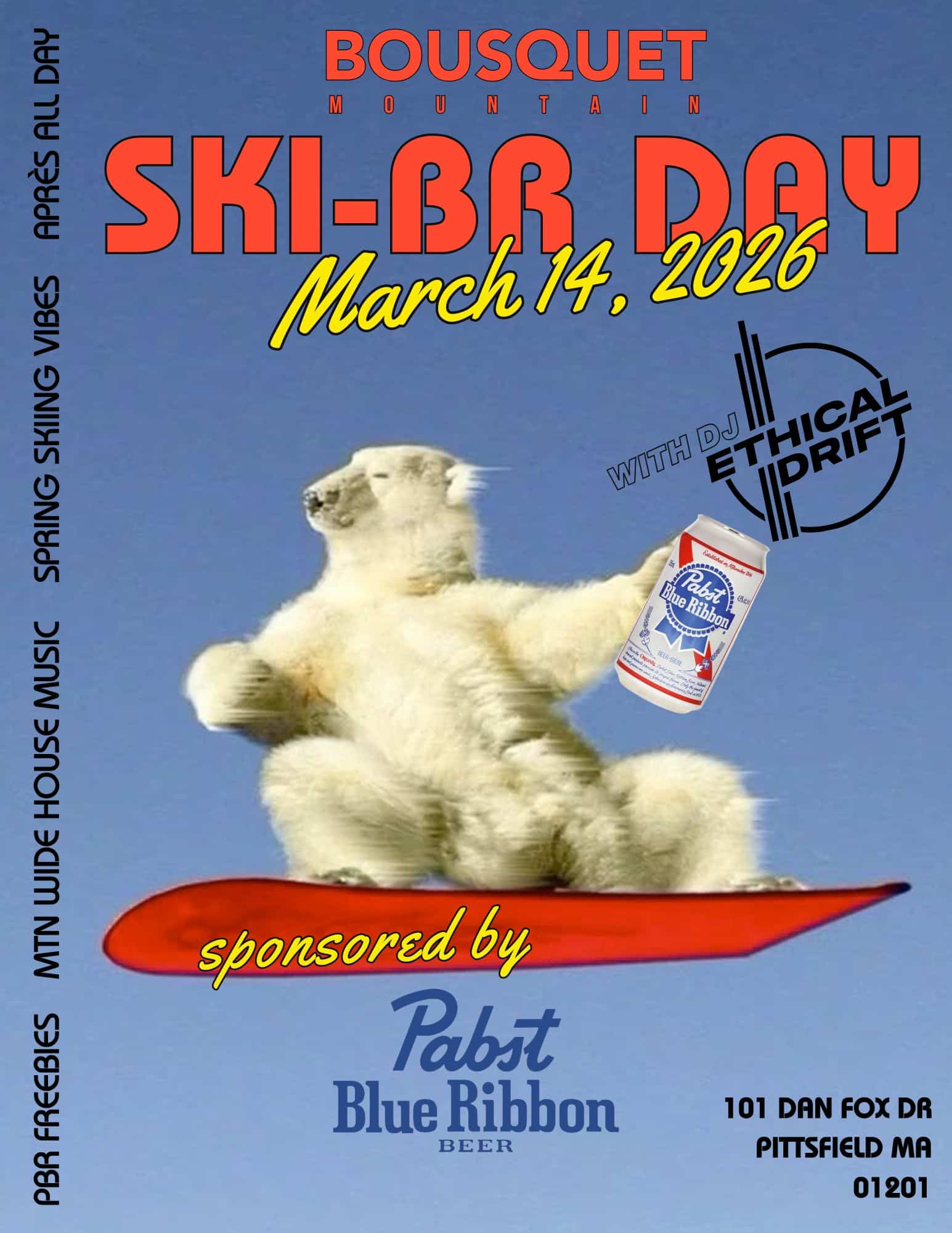 ski-br day with pabst blue ribbon at Bousquet Mountain