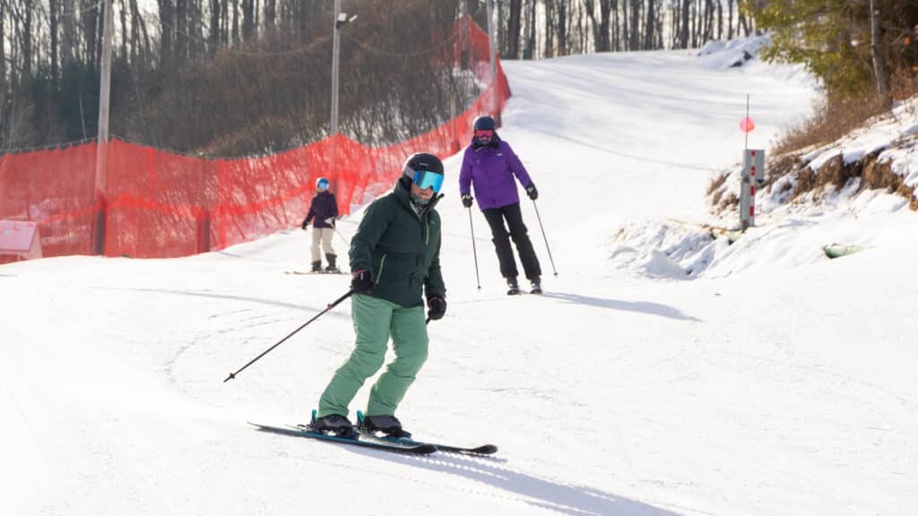 woman skiing on drifter at bousquet mountain