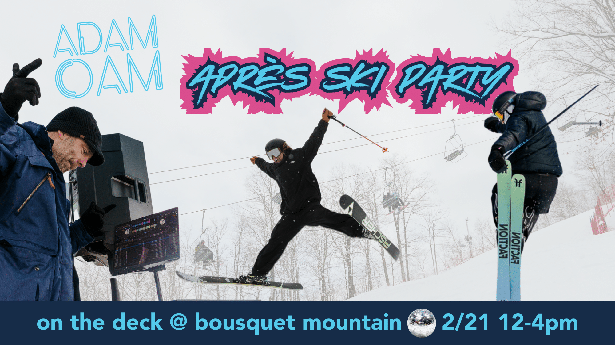 apres ski party at bousquet mountain with dj adam oam